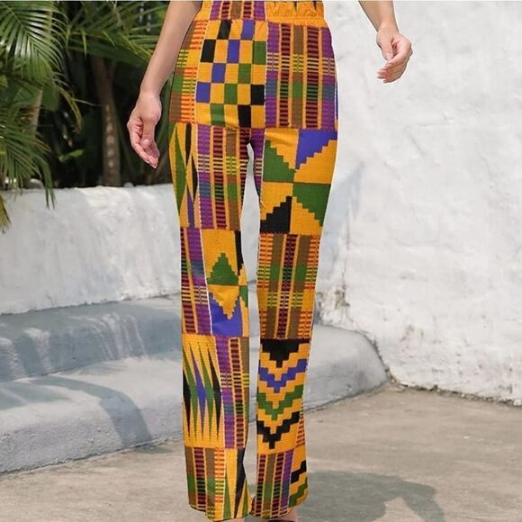 BAIKUTOUAN African Kente Cloth Ethnic Art Pattern Yoga Pants Size M - Picture 3 of 9